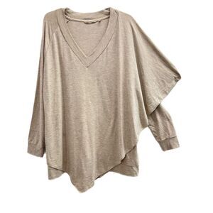 Soft Surroundings Madeline Tan Neutral Tunic Top XL Cape Like Relaxed Lagenlook